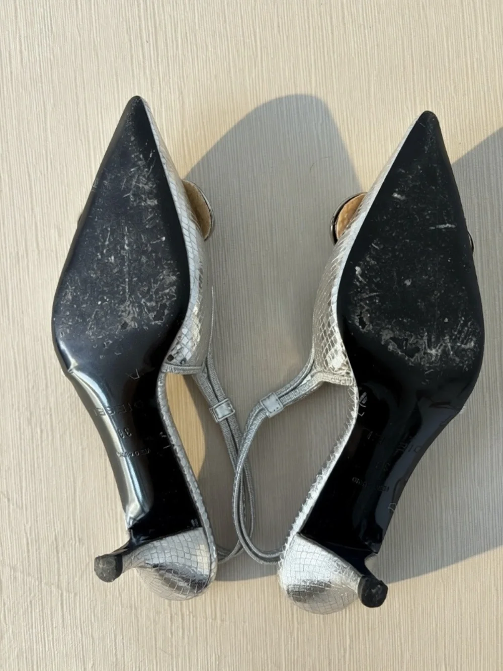 Vintage Diesel Y2K Silver Slingback Heels EU 38